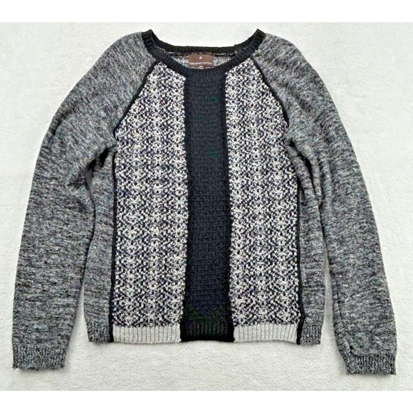 Fenn Wright Manson Sweater Women XL Black Gray White Fair‎ Isle Geo Wool Blend - Picture 1 of 7